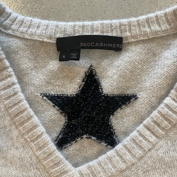 360 Cashmere beautiful beige sweater with black sparkle stars  Sold Out!  $400 - Picture 4 of 4
